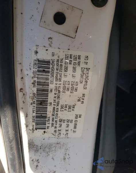 2006 Chrysler Town & Country из США, поврежденный, VIN 1A4GP45R26B627363